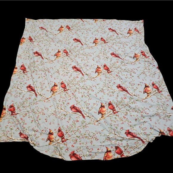 Pottery Barn Duvet Cover Winter Cardinal Blue Full Queen Holly Berry 86'Wx84"L - Picture 4 of 10